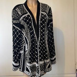 PRETTY LITTLE THING Black color velvet beaded pearl Rhinestone Womens Jacket 12”